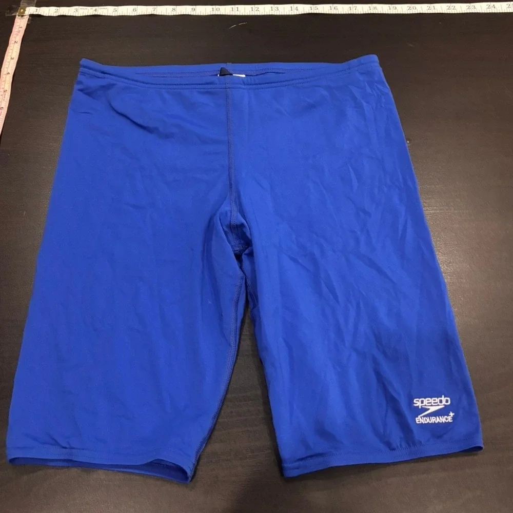 Speedo Mens Endurance+ Solid Poly Jammer Swim Trunks Blue Size 34 805014